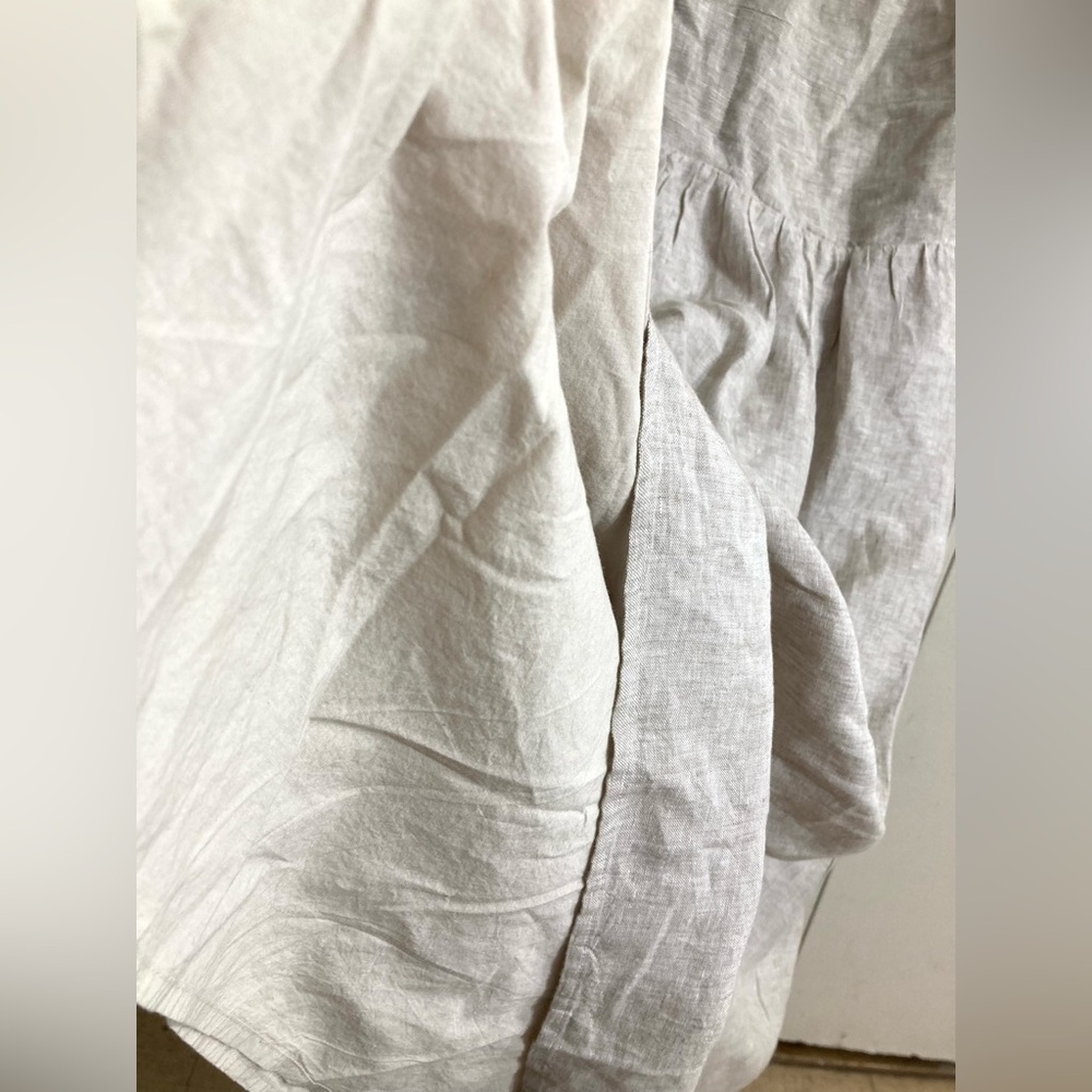 100% European Linen Fit & Flare Midi Dress Color Flax/Size L - Picture 11 of 14